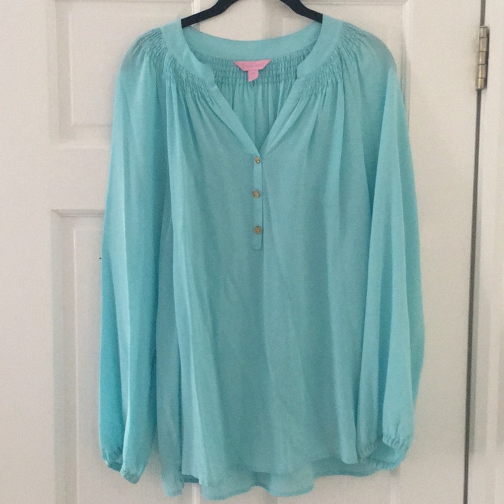 Lilly Pulitzer Elsa Silk Top Blue size L
